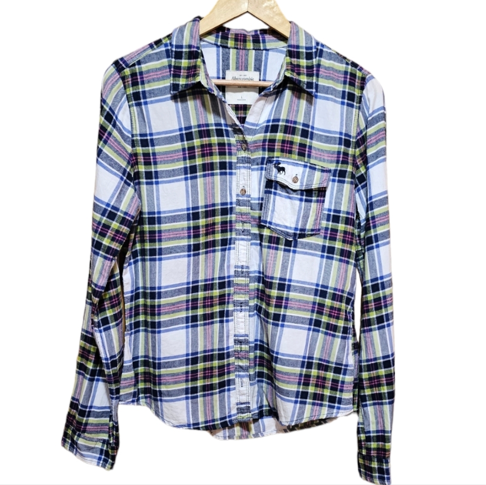 Abercrombie & Finch, plaid button down, long sleeve large shirt